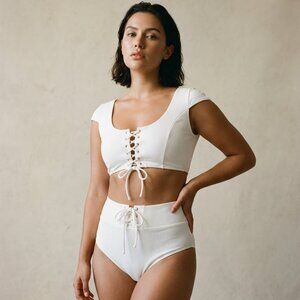 White Lace-Up Bikini Set